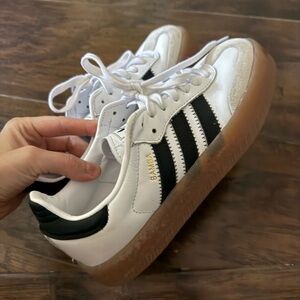 Adidas White and Black Sneakers with Gum Sole